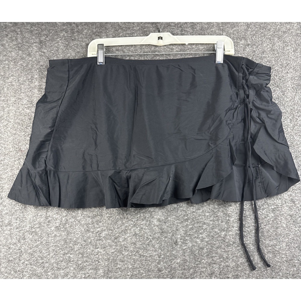 Catalina Plus 3X 22-24 Black Swim Skirt Ruffled Sexy Cute Bathing Suit Swimwear